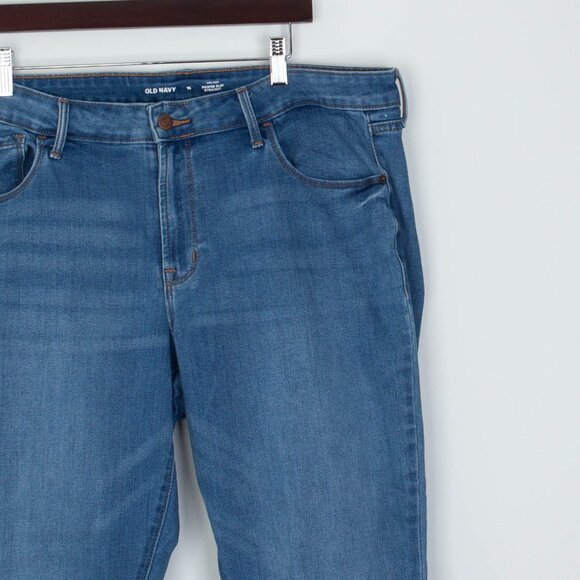 Old Navy Womens Power Slim Straight Mid Rise Denim Jeans Size 16 Blue Essential - Picture 2 of 6